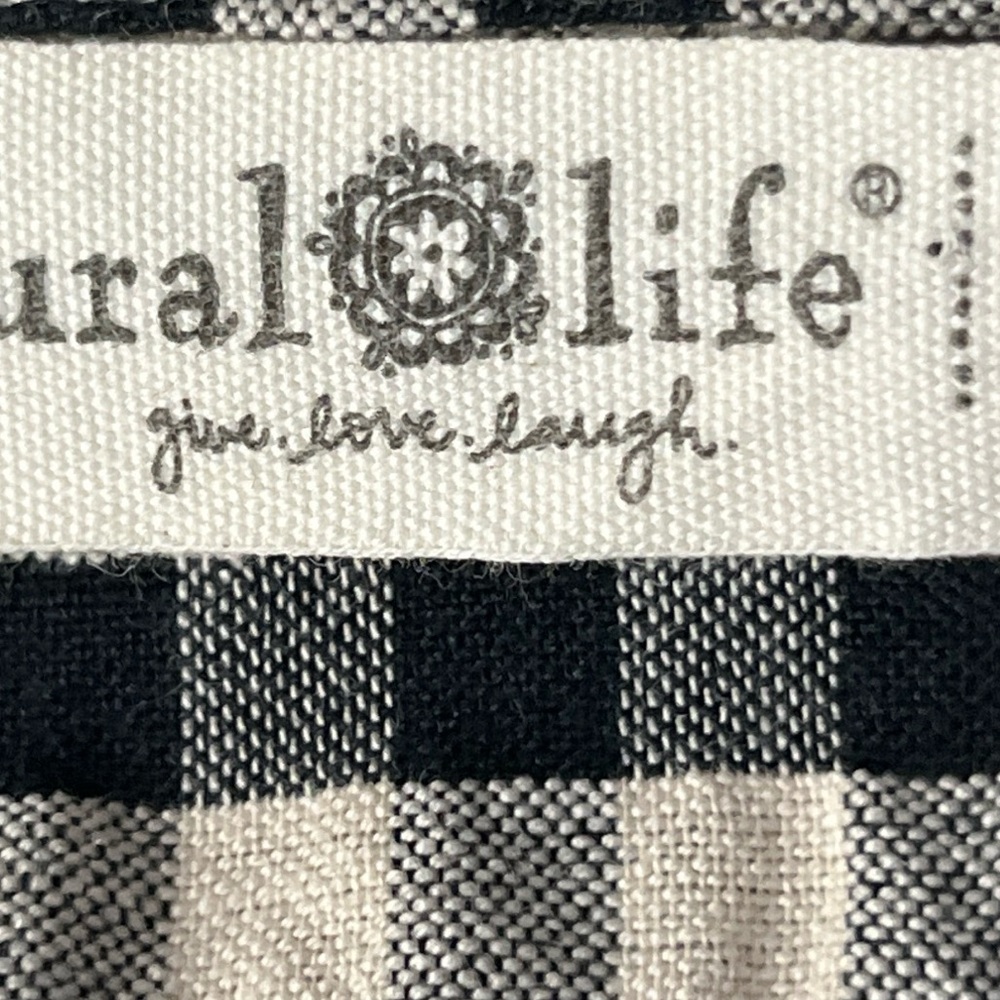 NATURAL LIFE Skirt Gingham Tiered Maxi Skirt Black White Embroidered Size M - Picture 12 of 13